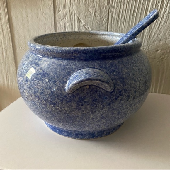Large Gailstyn-Sutton Bleu Cordon Blue Speckled Soup Tureen With Ladle - Picture 8 of 16